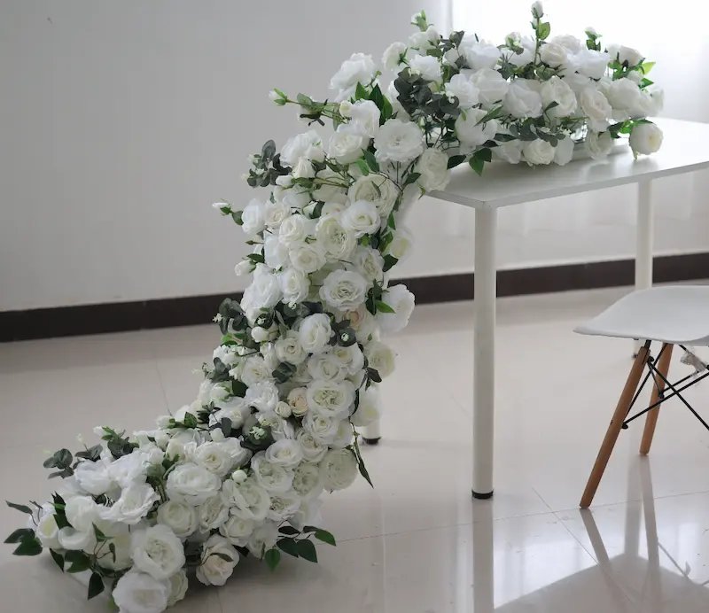 Silk Flower Runner – Artificial Silk Aisle Flower Runner for Weddings & Events