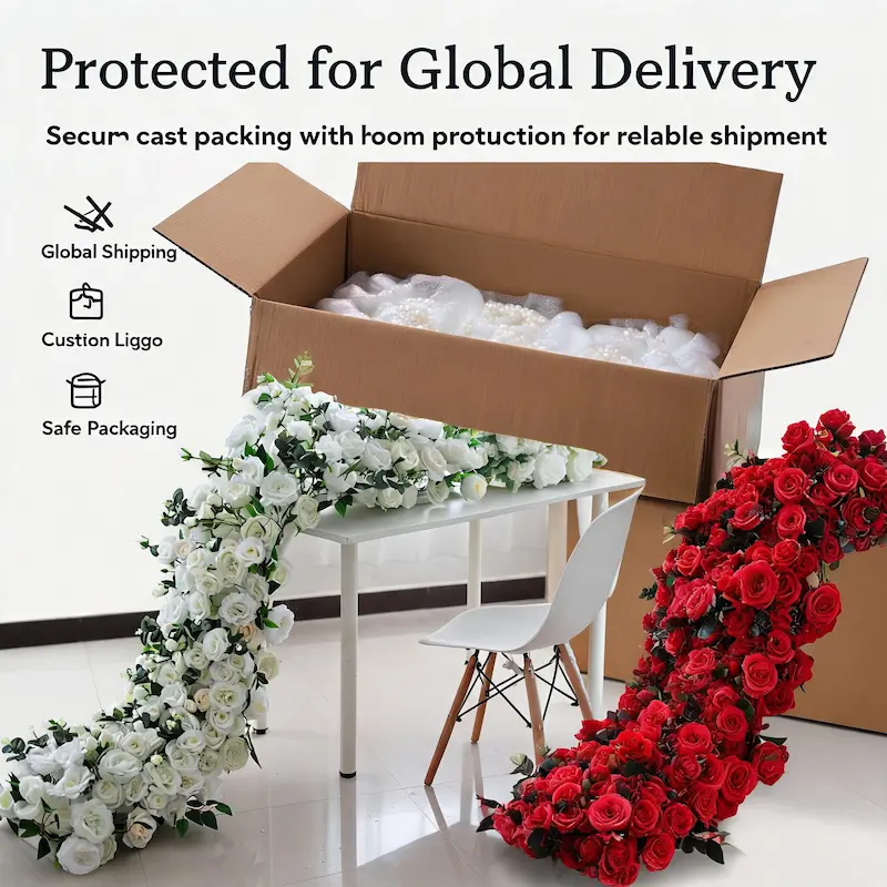 Silk Flower Runner – Artificial Silk Aisle Flower Runner for Weddings & Events