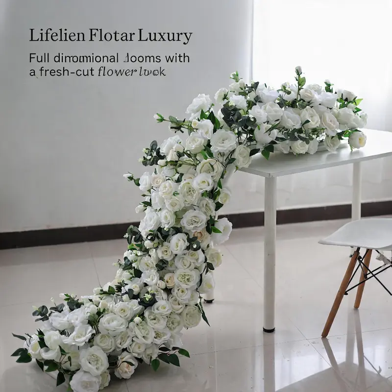 Silk Flower Runner – Artificial Silk Aisle Flower Runner for Weddings & Events
