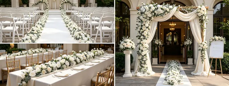 international wedding cases using silk flower runners