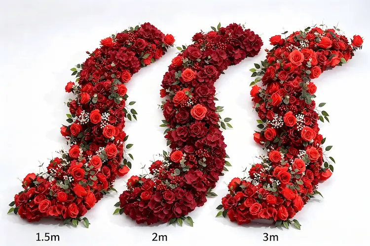 red flower runner size comparison different lengths