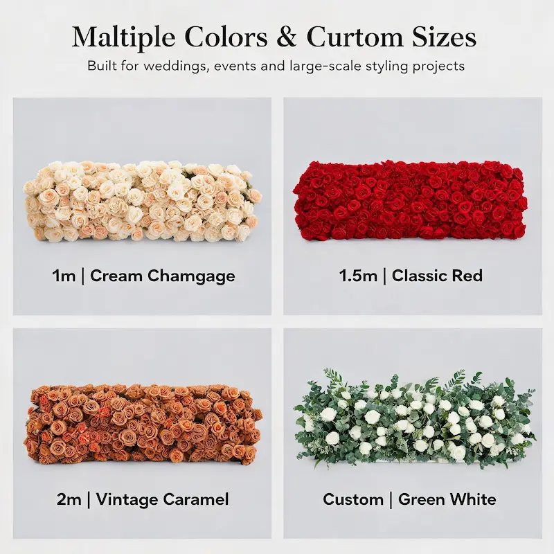 Pink Flower Runner – Artificial Pink Rose Aisle Runner for Weddings & Events