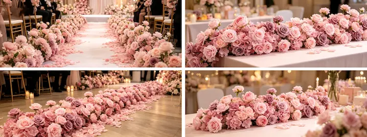 pink flower runner multiple scenes wedding baby-shower proposal birthday