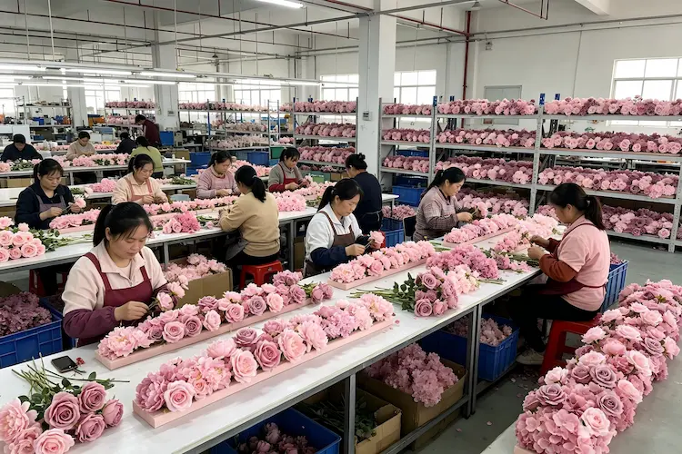 pink flower runner factory production line