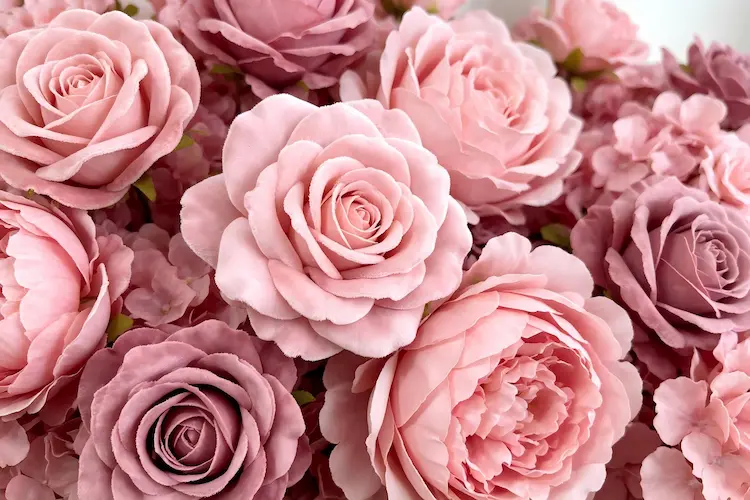 pink flower runner texture close up roses peonies hydrangeas silk