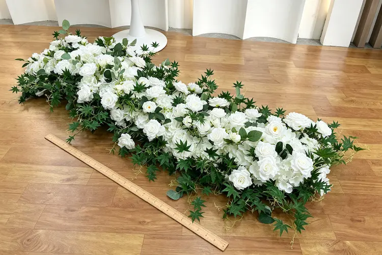 white-green-flower-aisle-runner-size-dimension-100cm-40cm