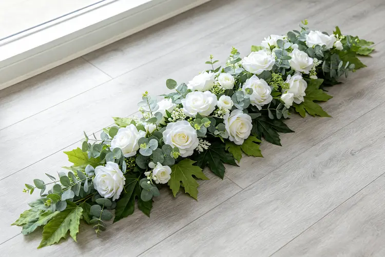 white-green-flower-aisle-runner-flat-lay-full-product-view