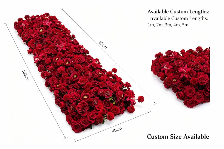 burgundy-flower-aisle-runner-size-dimension-100cm-40cm