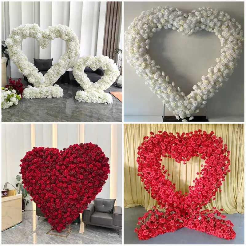 Purple Heart Flower Arch – Realistic Silk Roses for Wedding