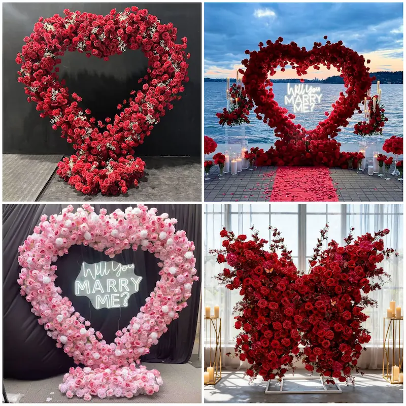 Purple Heart Flower Arch – Realistic Silk Roses for Wedding