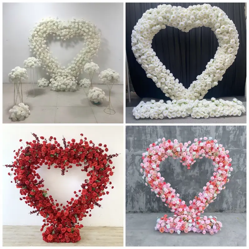 Purple Heart Flower Arch – Realistic Silk Roses for Wedding