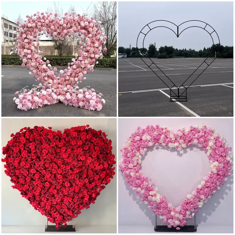 Purple Heart Flower Arch – Realistic Silk Roses for Wedding