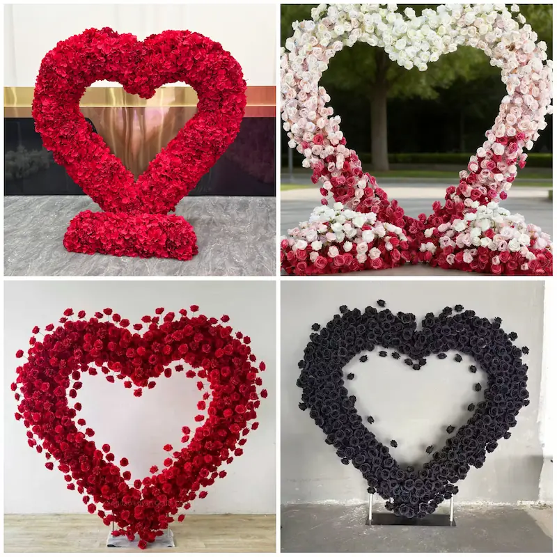 Purple Heart Flower Arch – Realistic Silk Roses for Wedding