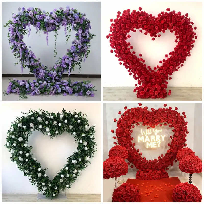 Purple Heart Flower Arch – Realistic Silk Roses for Wedding