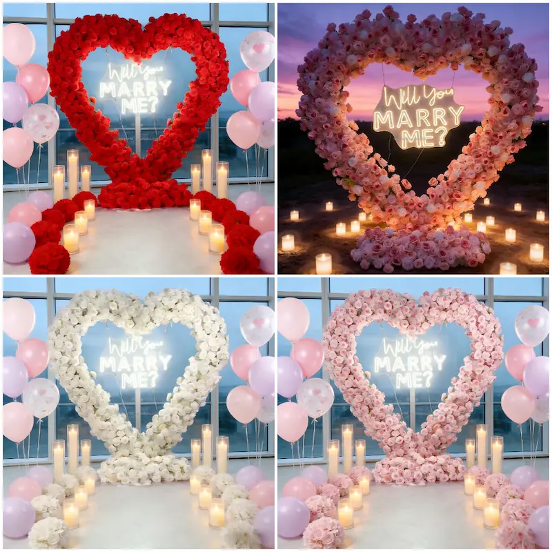 Custom Size White Heart Flower Arch – ODM Wedding Ceremony