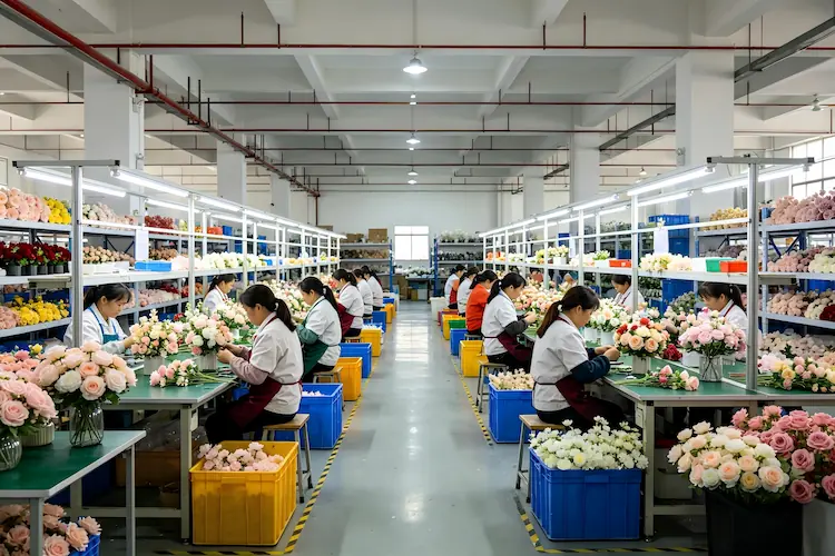 red rose heart arch factory production line