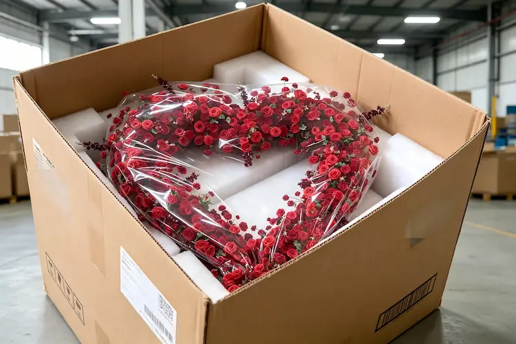 heart shaped flower arch packaging in carton for shipping