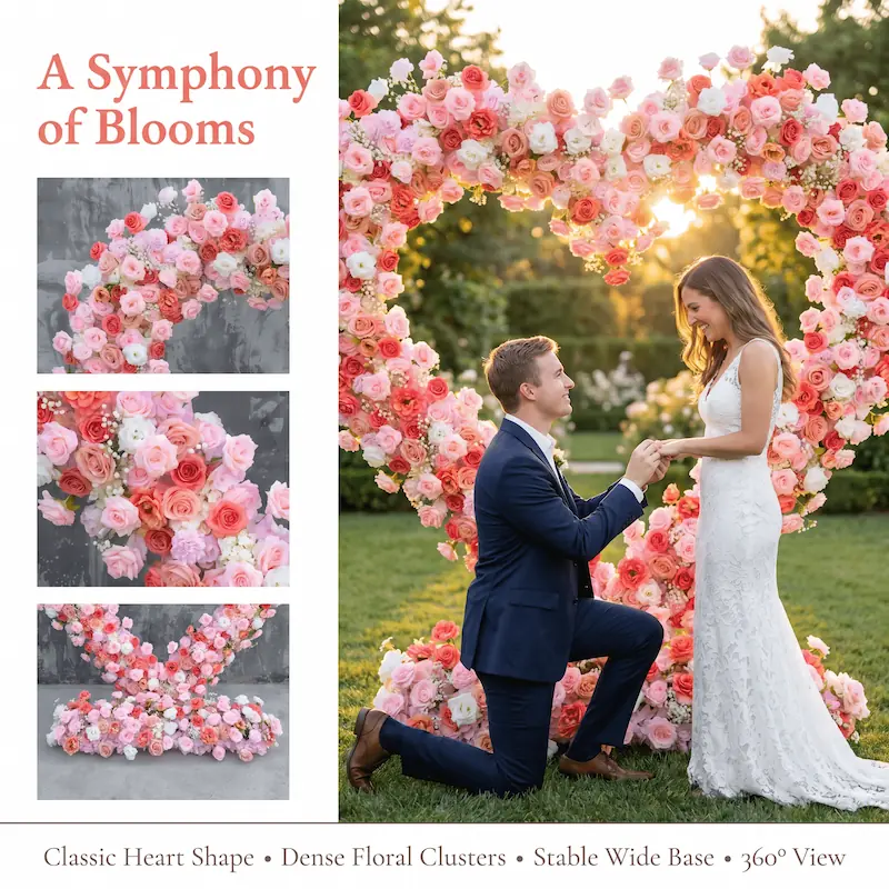8ft Heart Shaped Flower Backdrop Heavy Duty Stand – Wedding