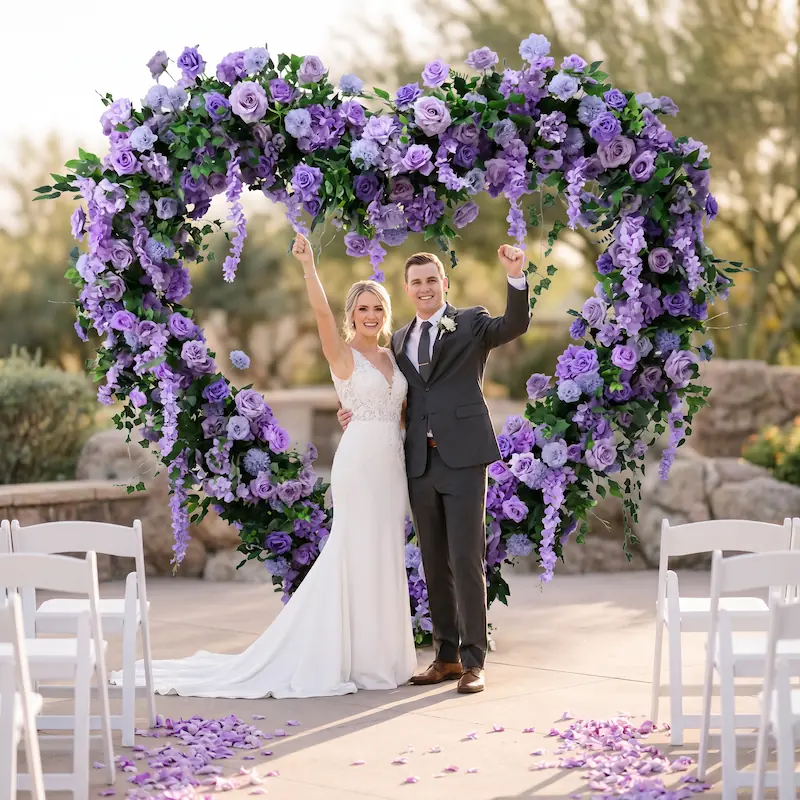 Purple Heart Flower Arch – Realistic Silk Roses for Wedding