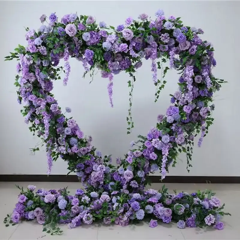 Purple Heart Flower Arch – Realistic Silk Roses for Wedding