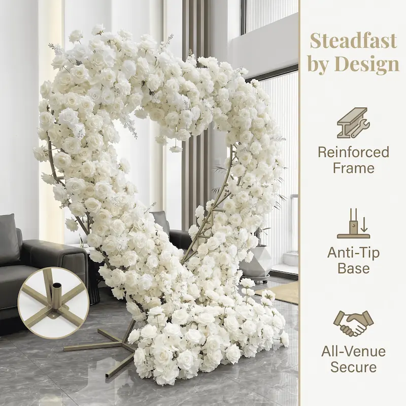 Custom Size White Heart Flower Arch – ODM Wedding Ceremony