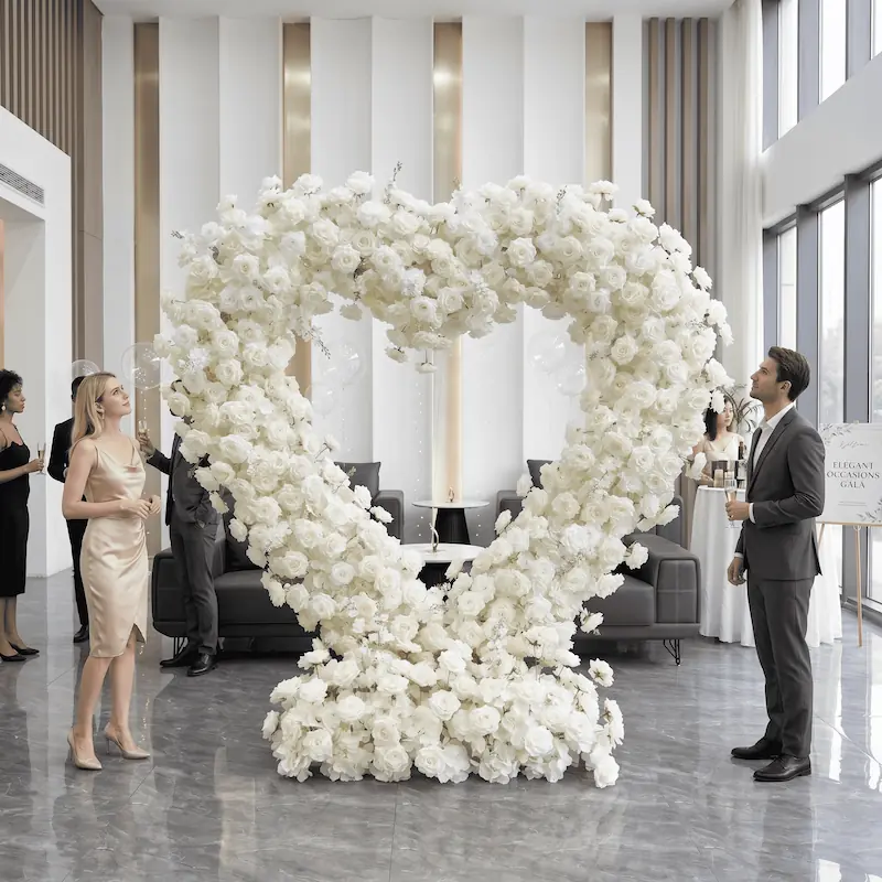 Custom Size White Heart Flower Arch – ODM Wedding Ceremony