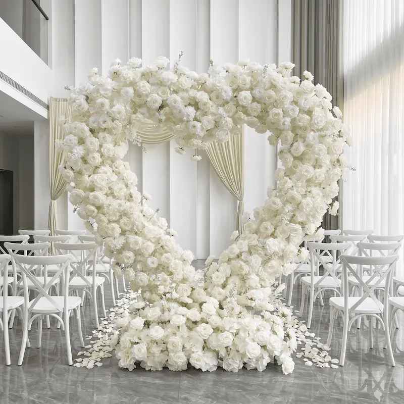 Custom Size White Heart Flower Arch – ODM Wedding Ceremony