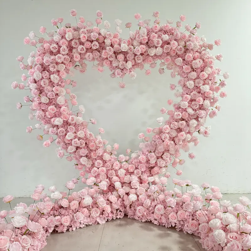 4x4ft Heart Flower Wall for Baby Shower – Pink and White
