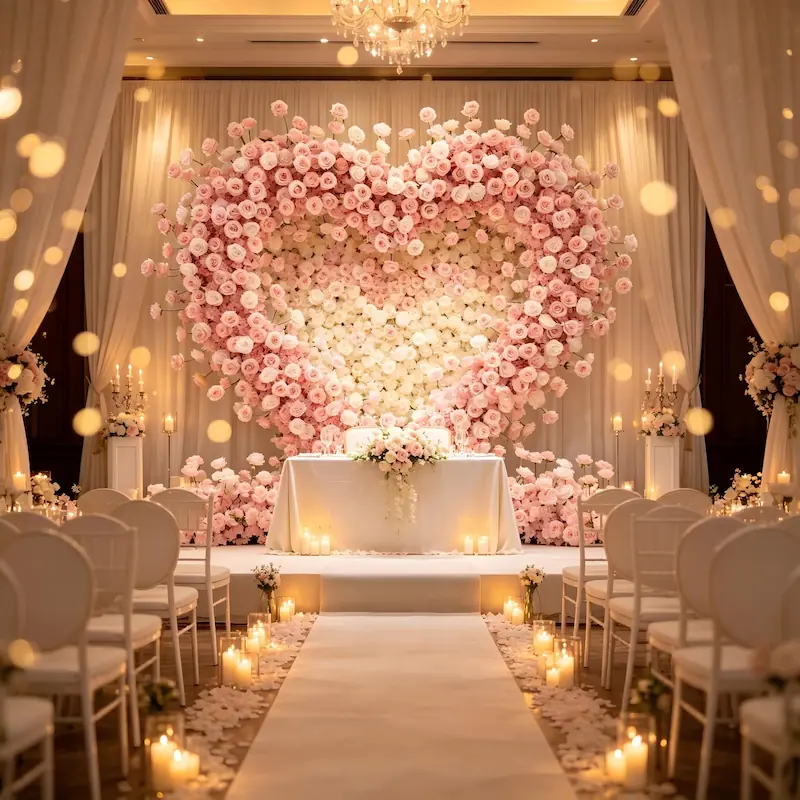 4x4ft Heart Flower Wall for Baby Shower – Pink and White