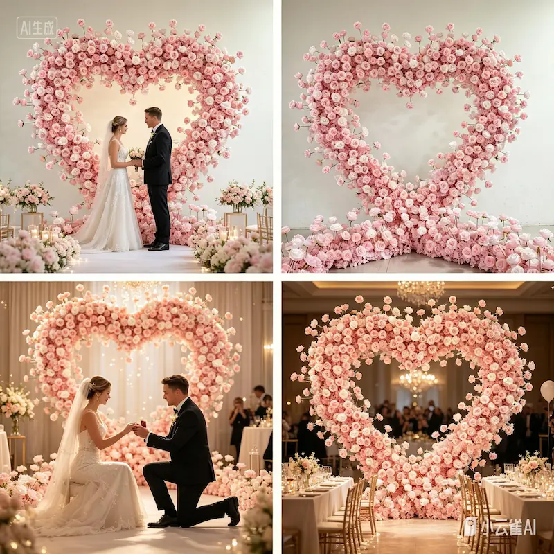 4x4ft Heart Flower Wall for Baby Shower – Pink and White