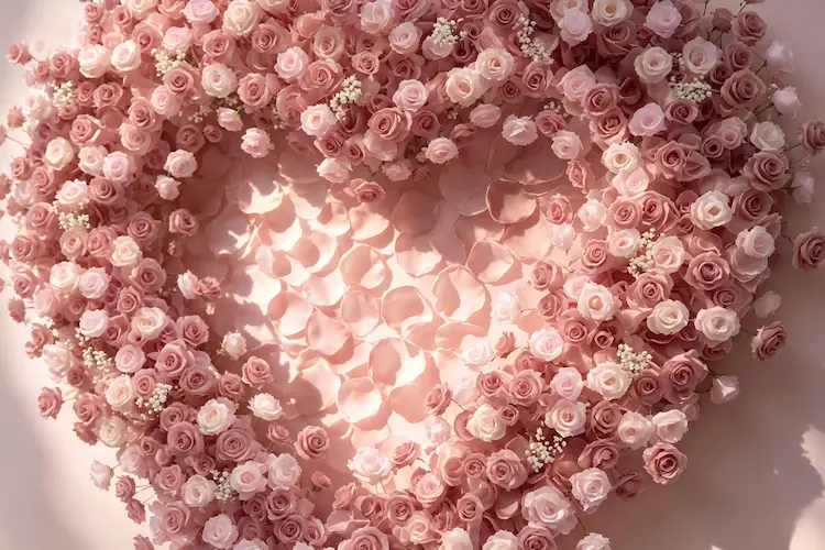 pink heart flower wall close up texture silk petals