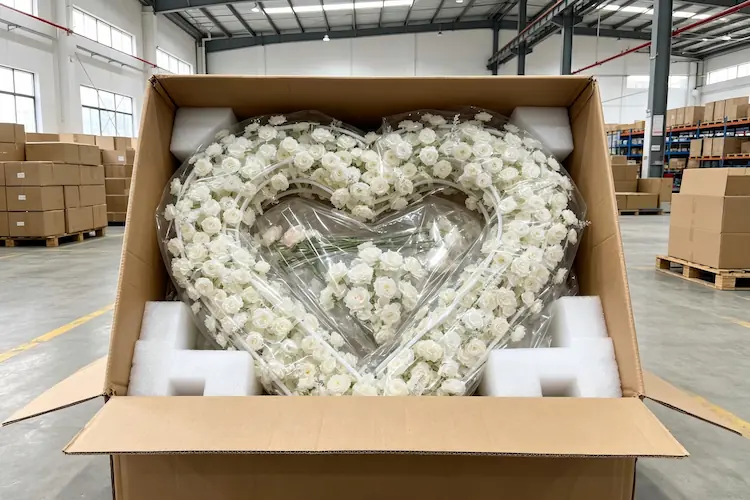 white heart arch packaging in carton for shipping