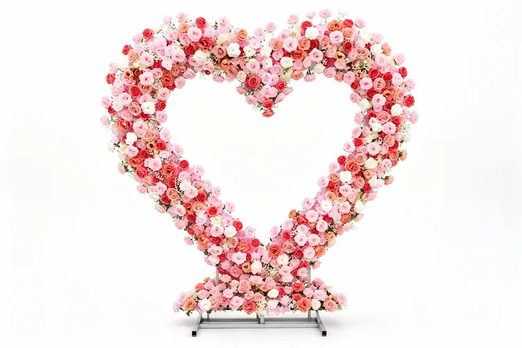 heart shaped flower backdrop front view high density flowers