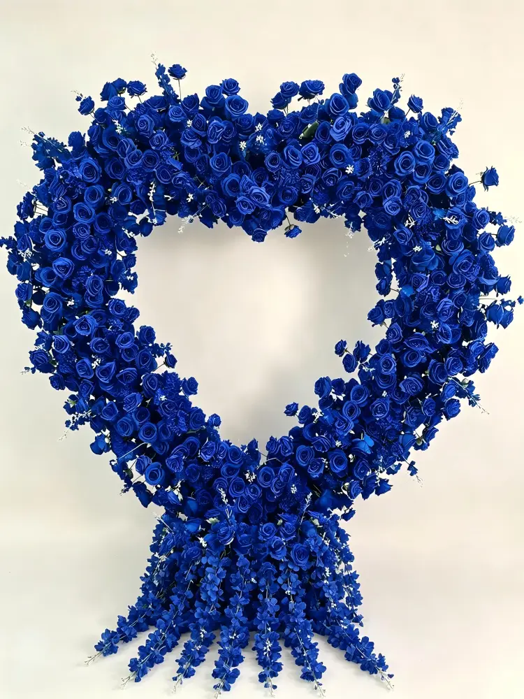 royal blue heart flower wall front view full display