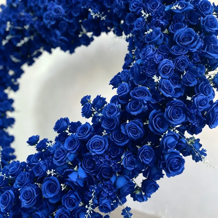 royal blue rose flowers close up dense heart wall detail