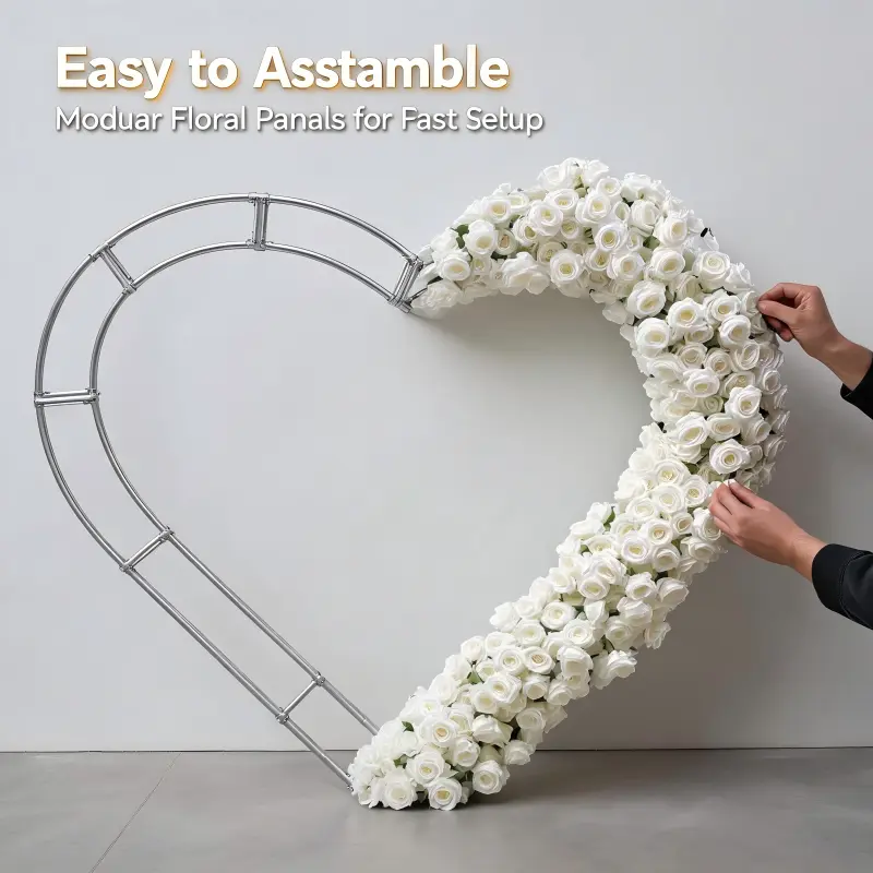 White Floral Heart Arch with Stand – Rose & Hydrangea Mix Handmade Wedding Backdrop
