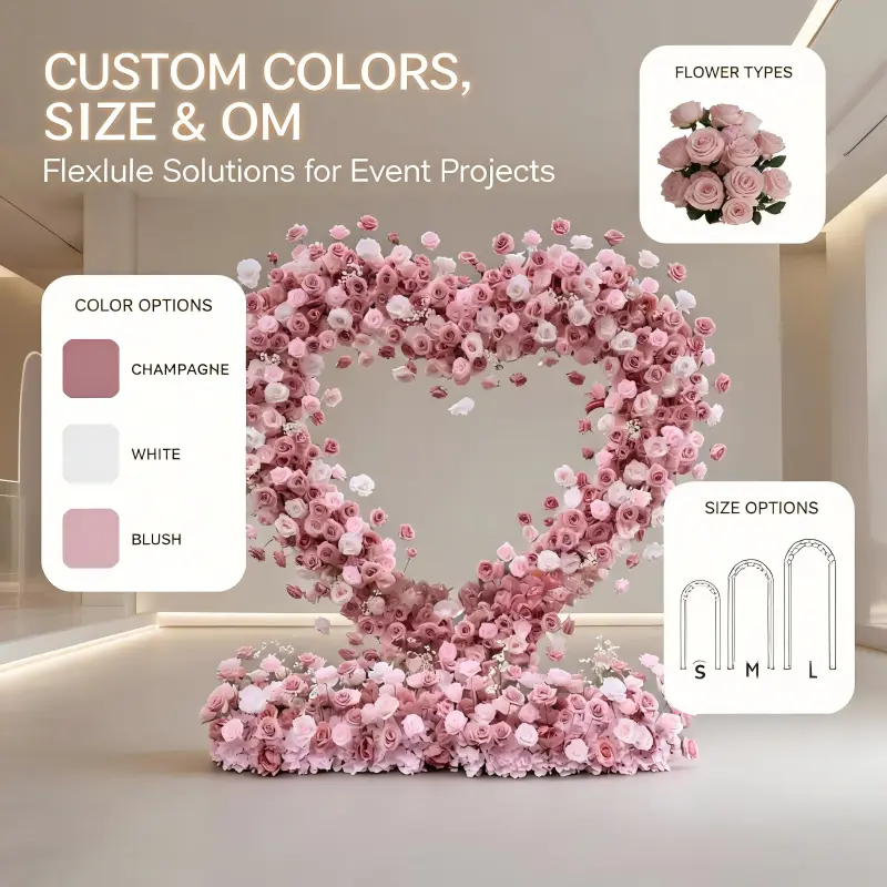 Dusty Rose Love Heart Wedding Arch – Outdoor Ceremony Backdrop with Stand
