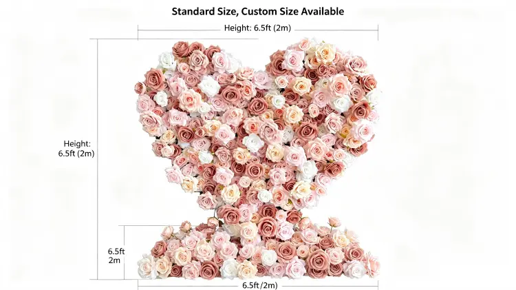 heart flower arch dimensions 6.5ft 2m size chart