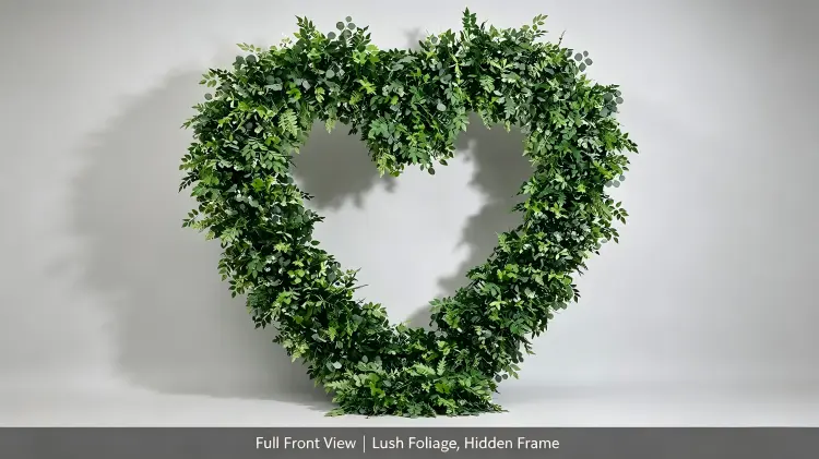forest green foliage heart arch front view full display
