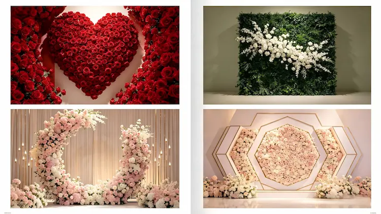 10 Dream Wedding Photo Backdrop Ideas Using Artificial Flower Walls