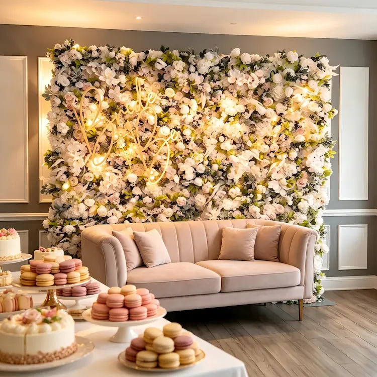 flower wall as lounge divider