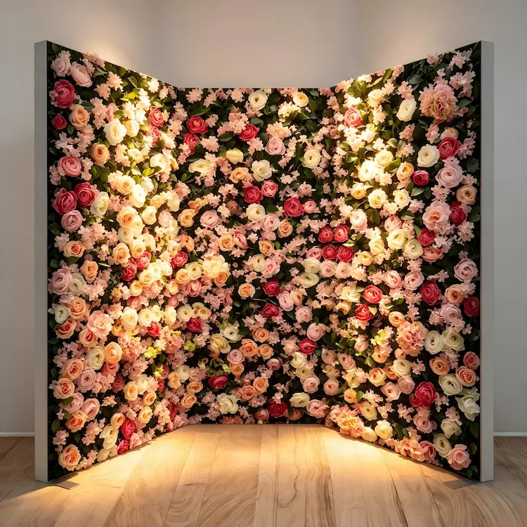 flower wall photo booth room