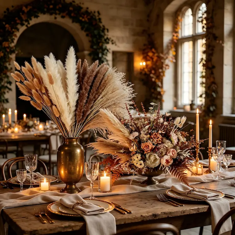 dried elements fall wedding flowers