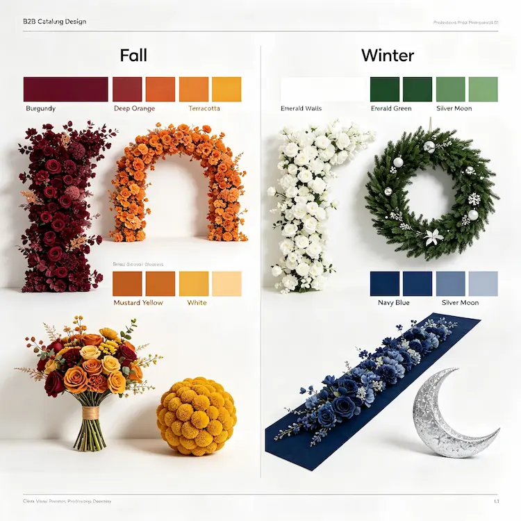 fall winter bulk flower color style guide