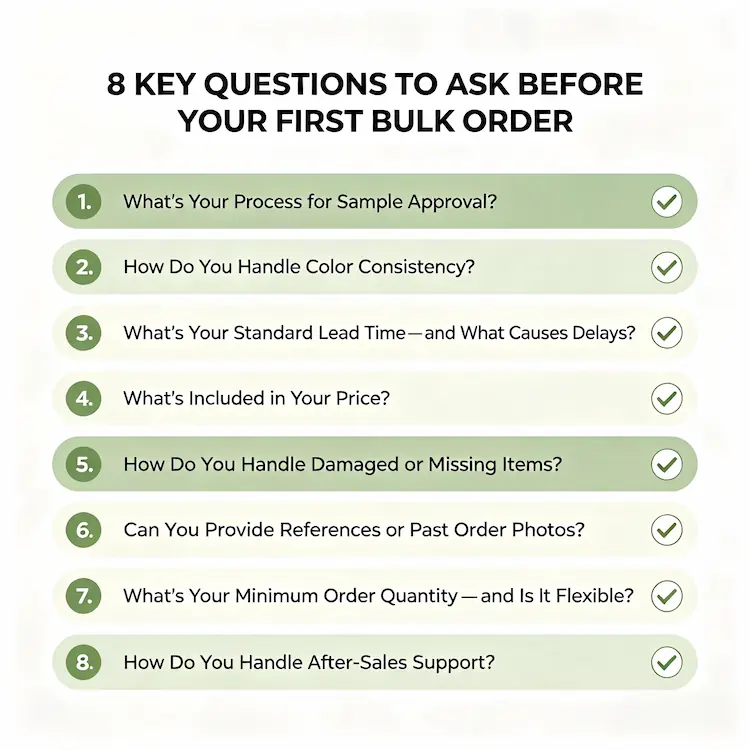bulk order questions checklist