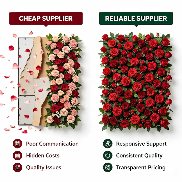 cheap flower wall supplier risks