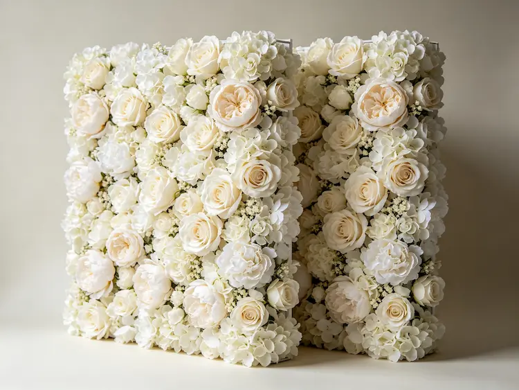 loading artificial flower walls into van for event transport