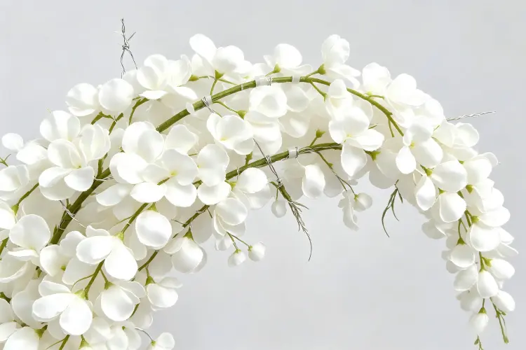 close up artificial wisteria garland flower cluster wire attachment