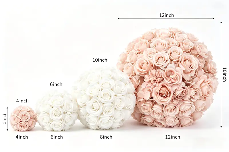 Flower Ball Size Guide: 4" vs 6" vs 8" vs 10" vs 12" - What to Choose for Your Rental Business