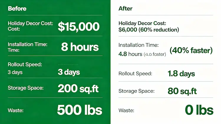 holiday mall decor cost savings comparison